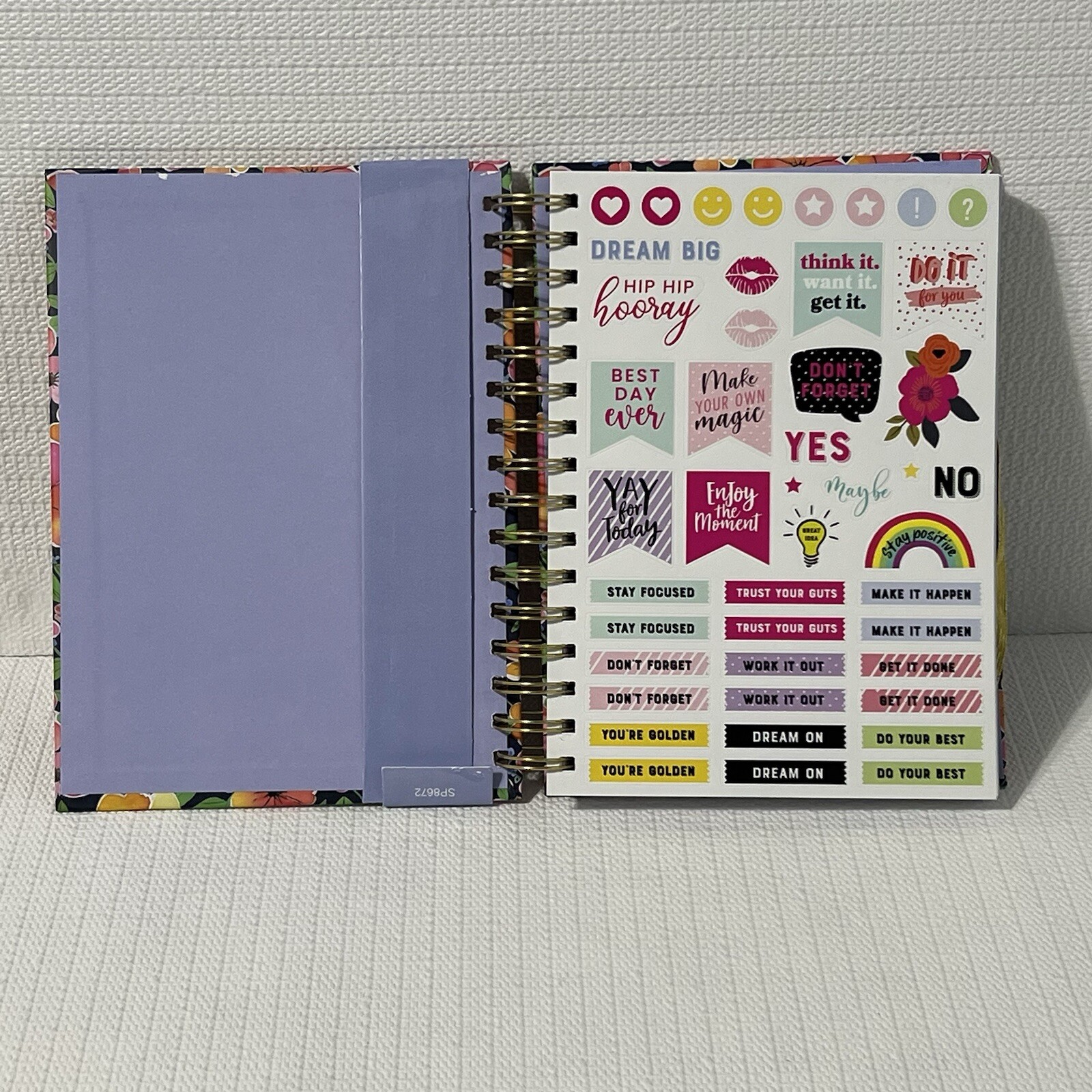 BLOOM Hardcover Spiral Notebook Journal Pen Sticker Set Colorful Lined Flowers