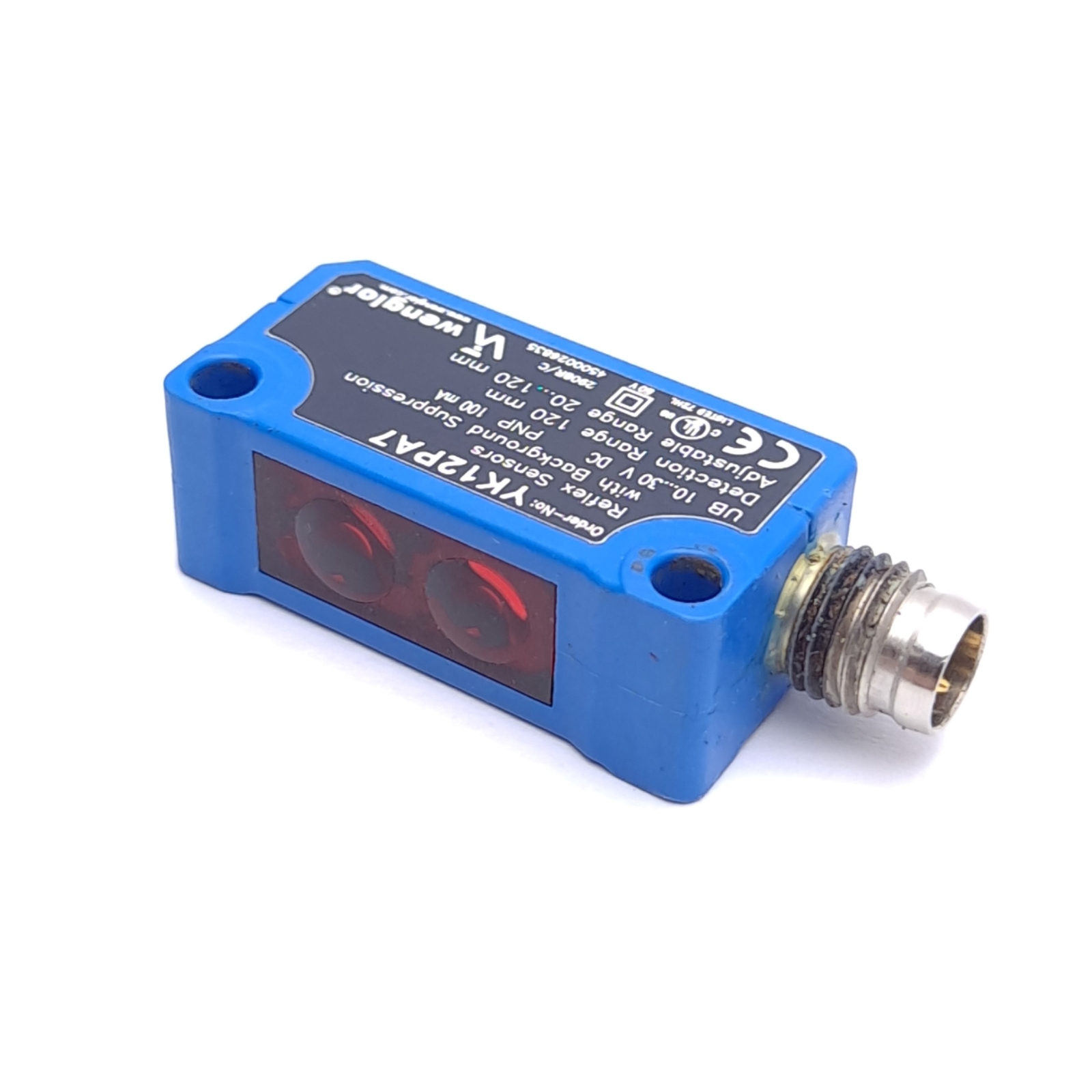 Wenglor YK12PA7 Reflex Sensor, 120mm Range, 10-30VDC Supply, M8 4-Pin Male