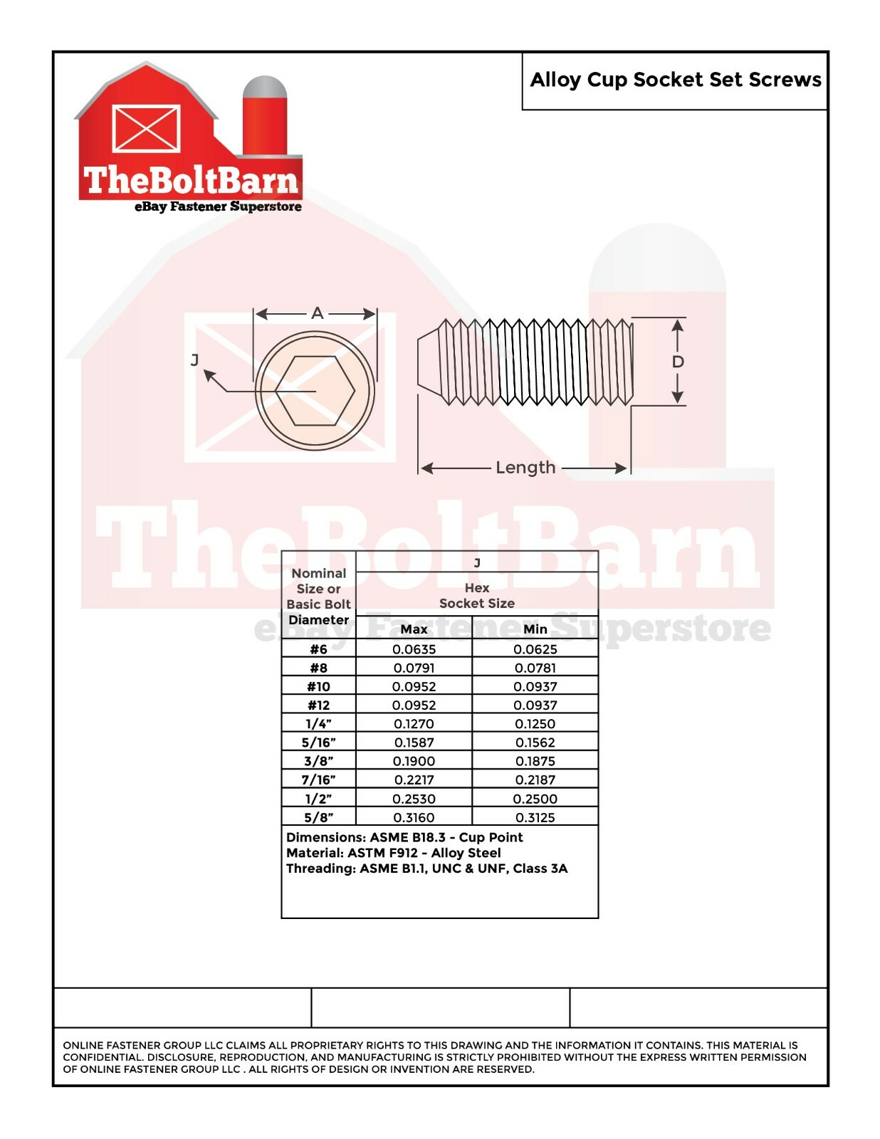 5/16″-18 Alloy Cup Point Allen Socket Set Screw Coarse Black Oxide (Pick Size)