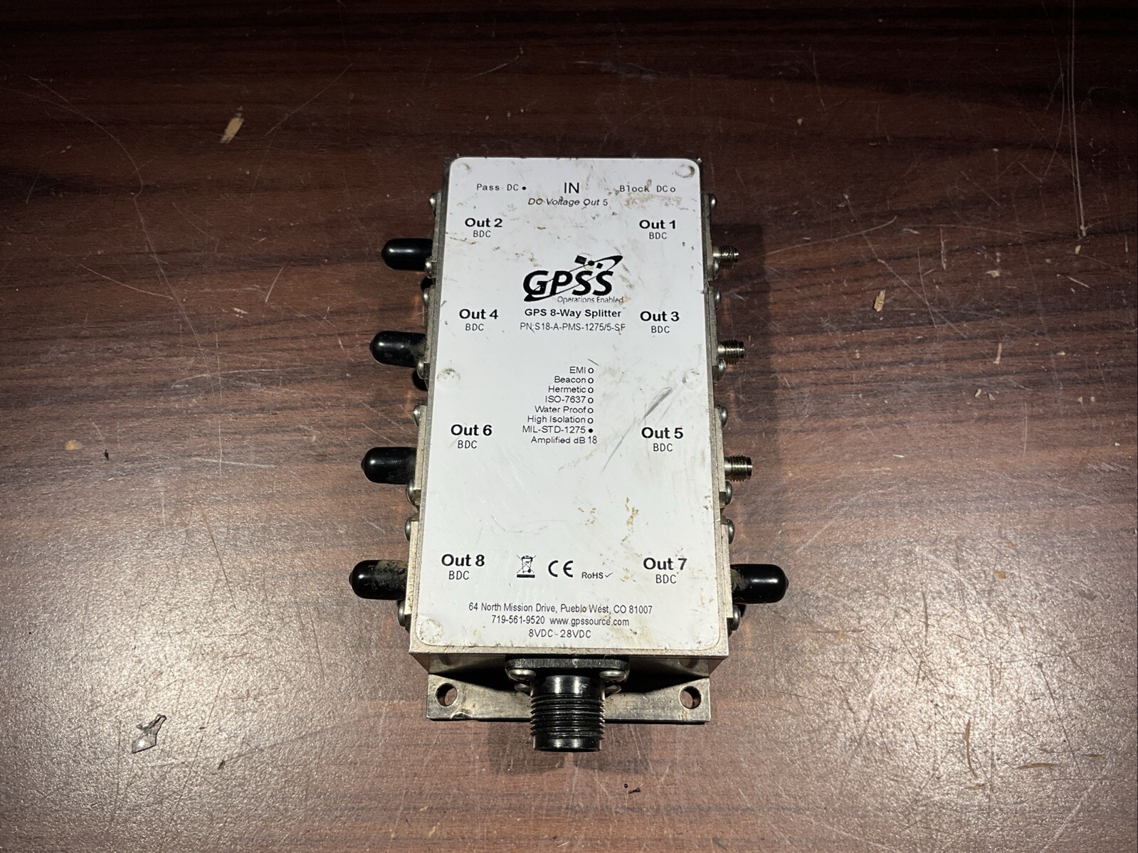 GPS SOURCE , GPS Splitter 1X8 8 Way Splitter S18-A-PMS-1275/5-SF