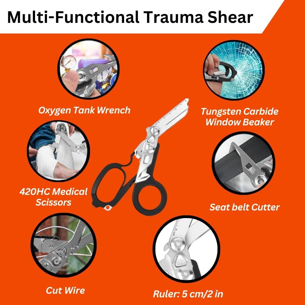 6 in 1 Multifunctional Trauma Shears Foldable Stainless Steel emergency response