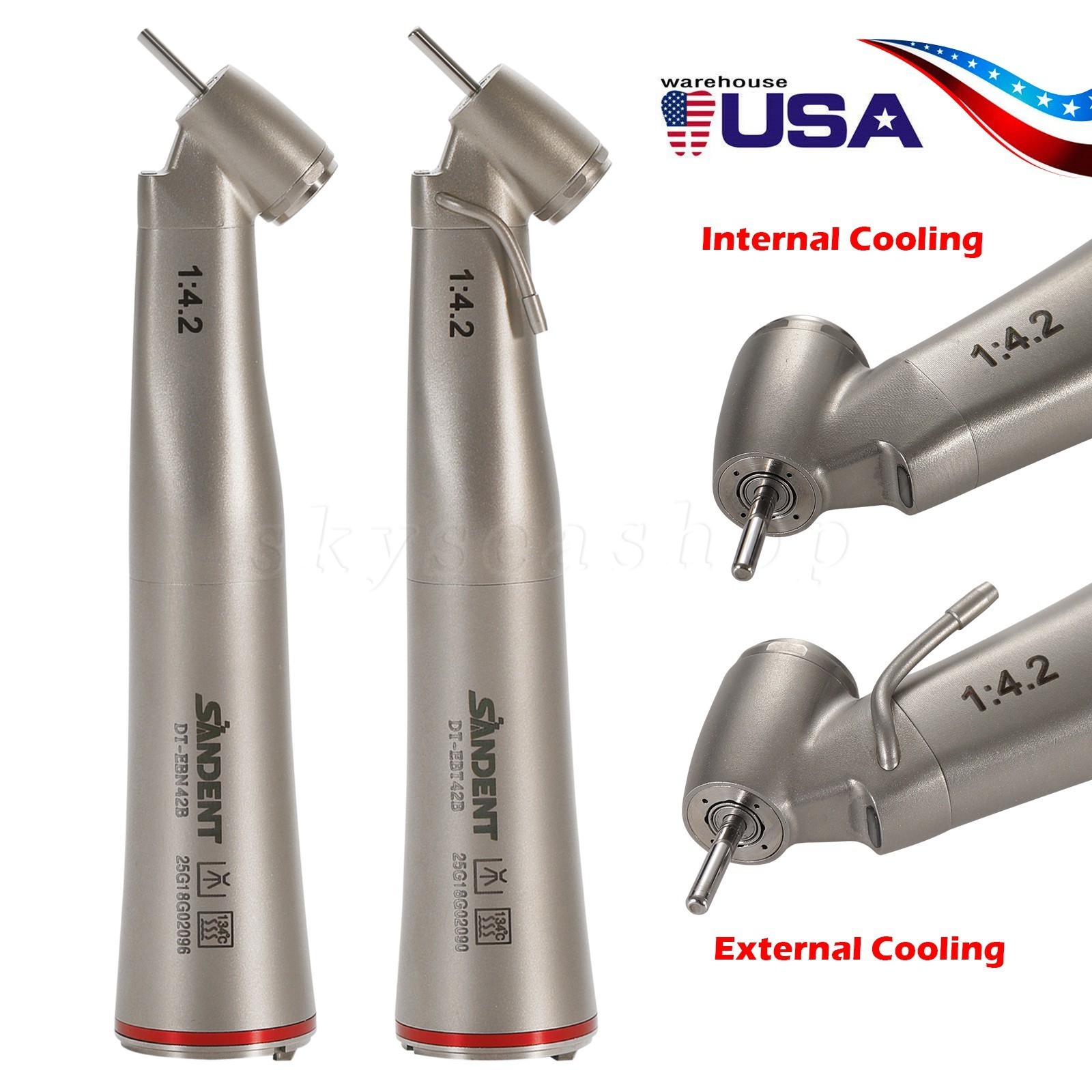 Dental 1:4.2 45° Fiber Optic Contra Angle Electric Surgical Handpiece For NSK US