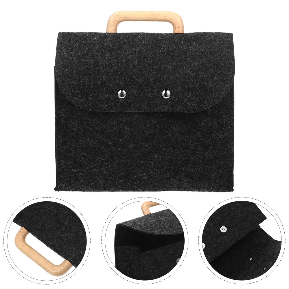 1Pack Dark Grey Felt Tote Bag for Business Setting Professionals