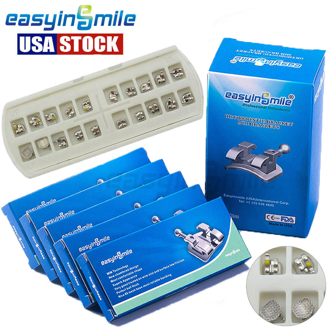Dental Braces Orthodontic Mini Roth MBT 022 018 Hooks 3/345 Brackets MIM 10Pack