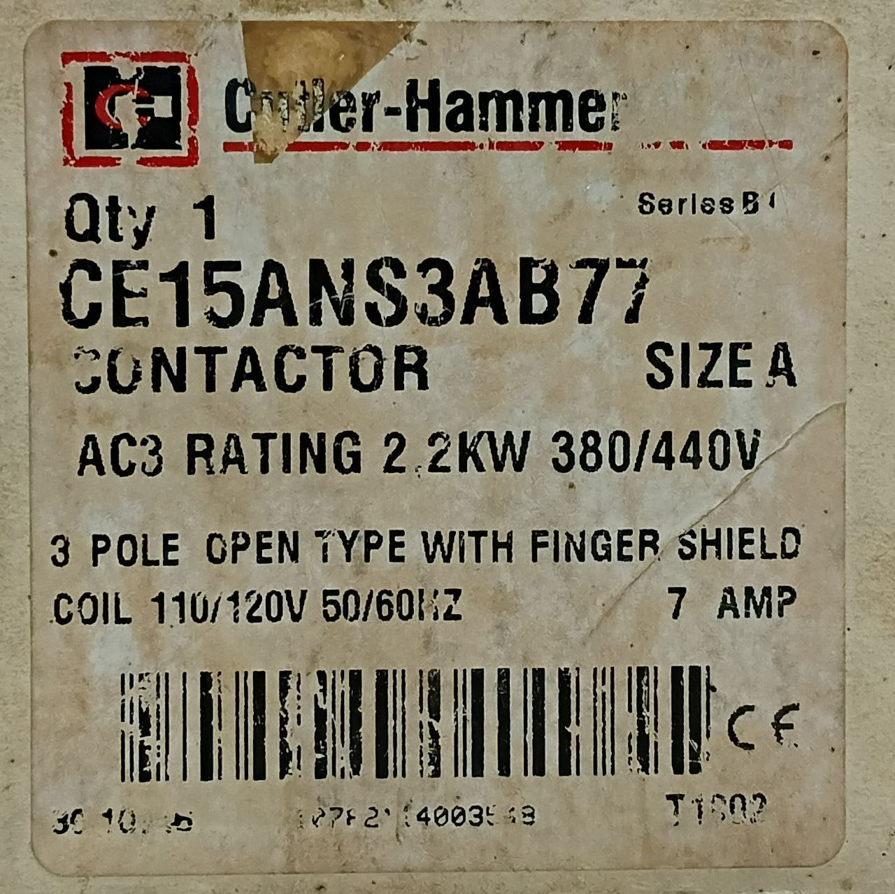 Cutler-Hammer CE15ANS3 3 Pole A.c. Contactor Coil 110V 50Hz 120V 60Hz