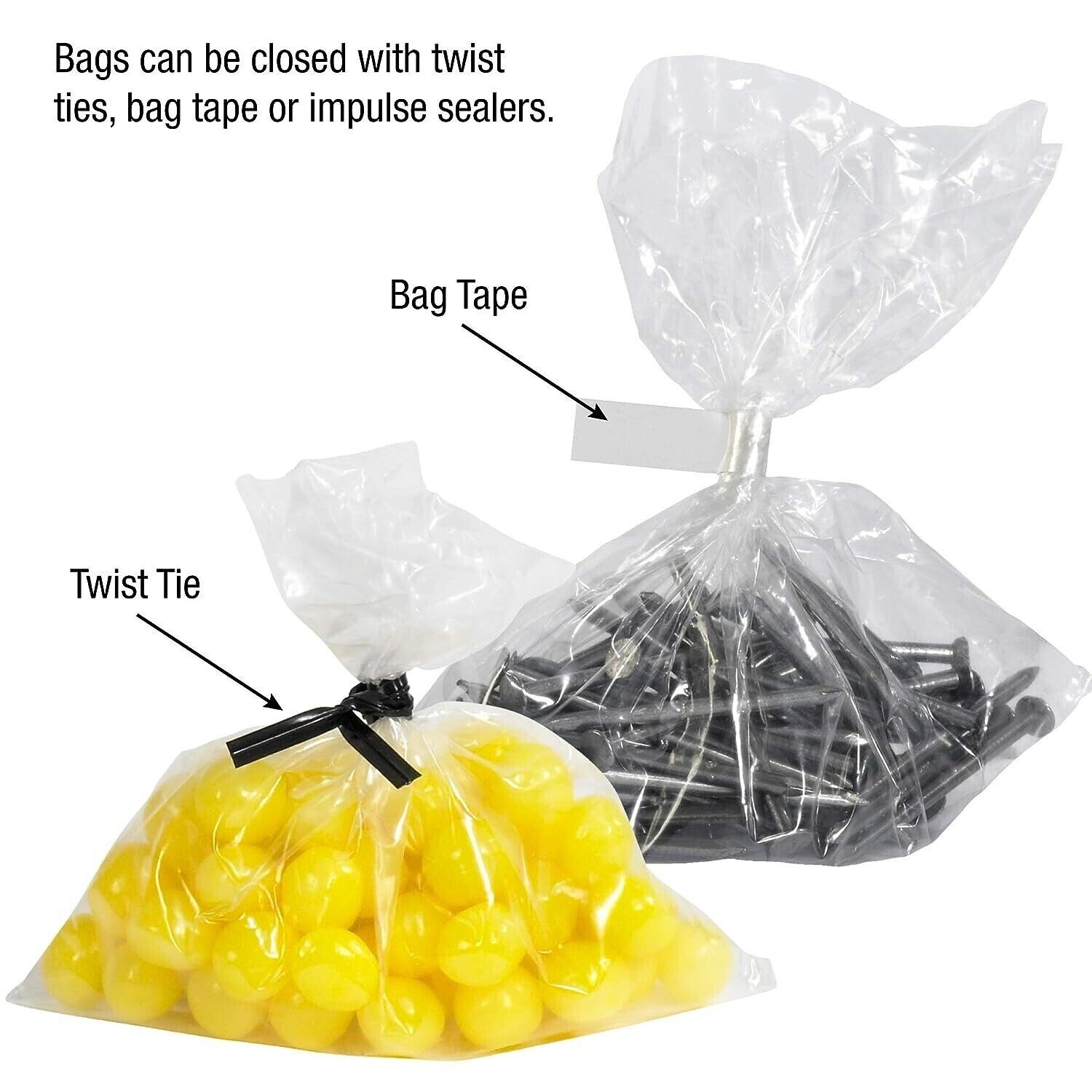 2-Mil Clear Poly Bags Flat Open Top Plastic Packaging Packing Multiple Sizes
