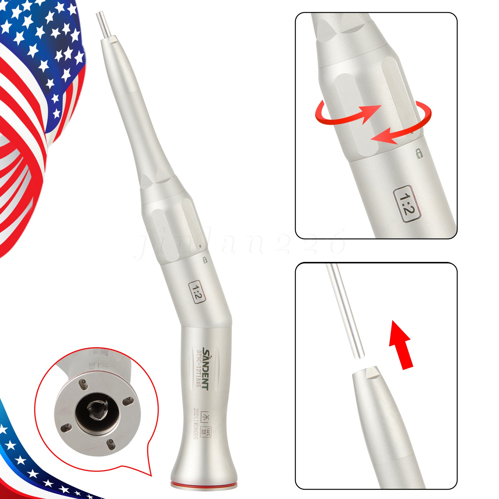 Dental 1:2 Surgical 20º Contra Angle/Straight Handpiece Fit 45mm/70mm