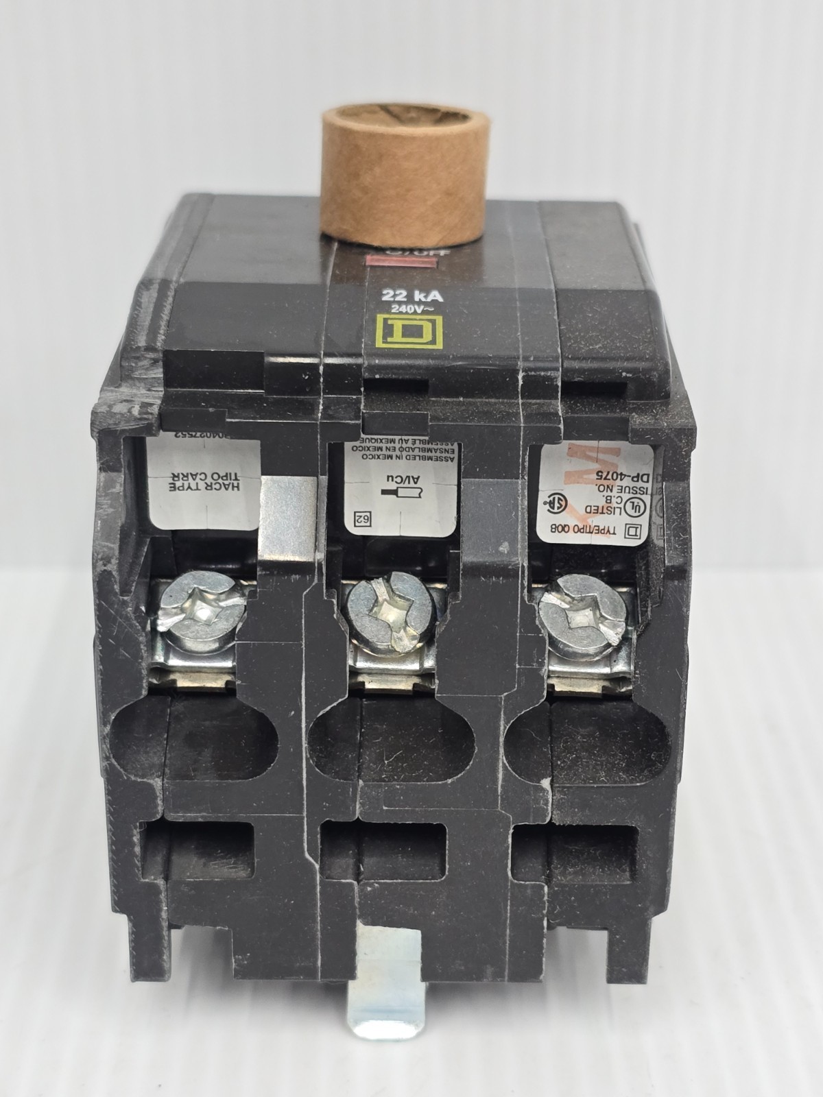New Square D 30 Amp Bolt-On Circuit Breaker 240 VAC 3 Pole 22 kA QOB330VH