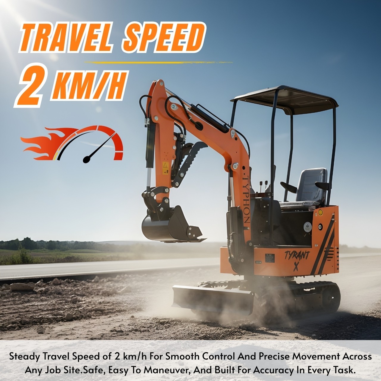 Free Ship TYPHON TYRANT X 1Ton Mini Excavator USA 13.5HP include 12 Attachments