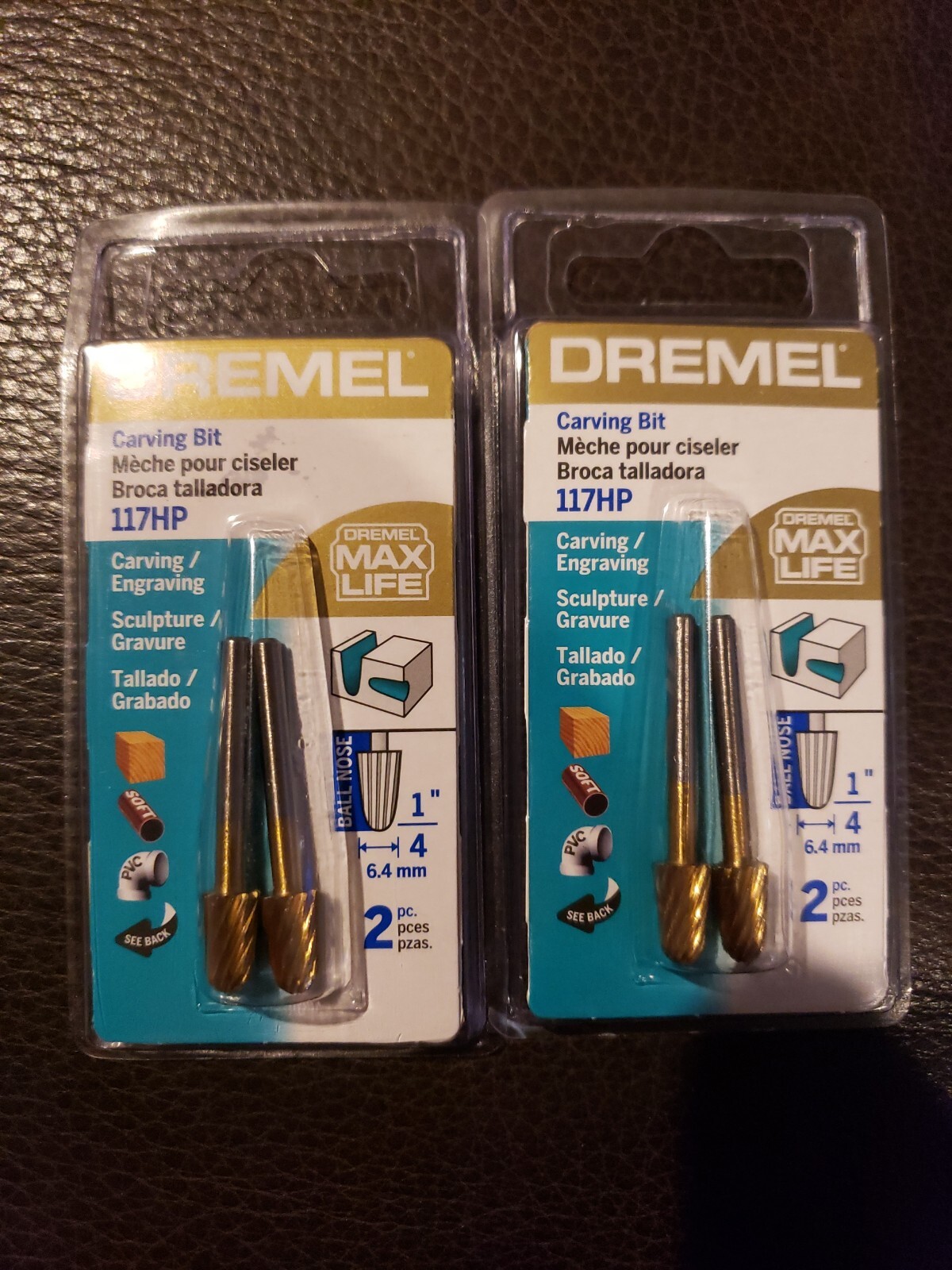 Dremel 117HP Carving and Engraving Bit 2 Pack 6.4 mm (1/4″) Ball Nose Lot of 2
