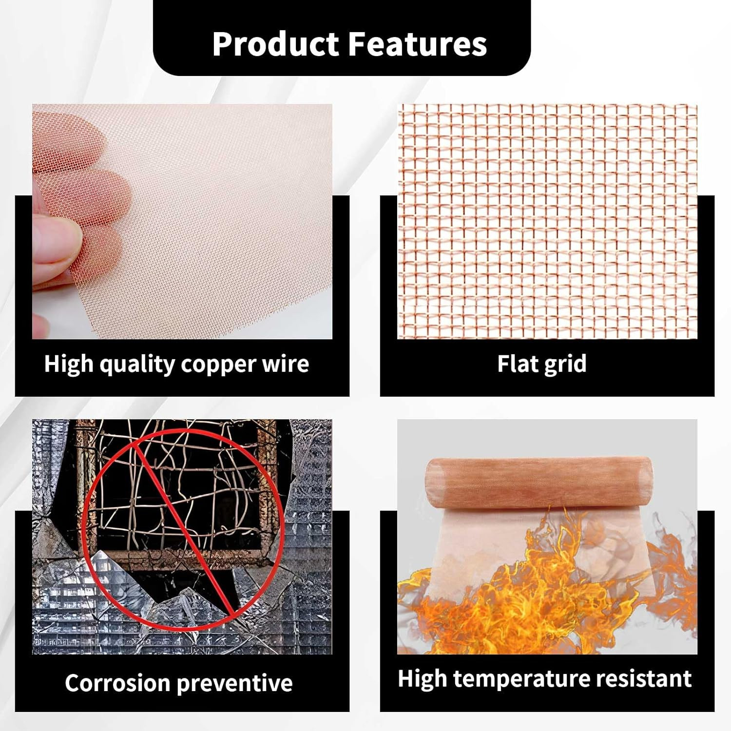 99.99% Pure Copper Mesh Roll– 40 Mesh (8.2″ X 23.6″/20Cmx60Cm), Fine Filtration&