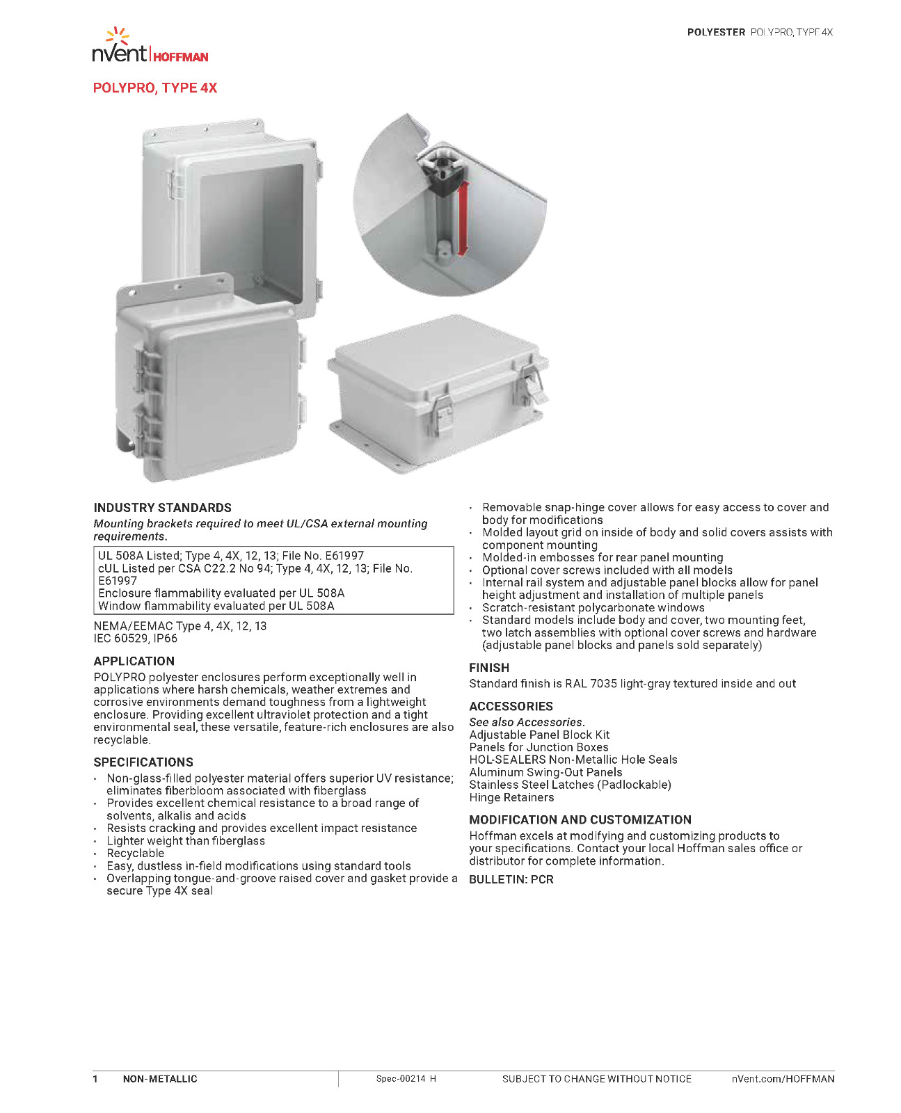 Hoffman A864PHCW Enclosure, PolyPro Window Type, 4X, 8.12 x 6.12 x 4.38 (NOS)