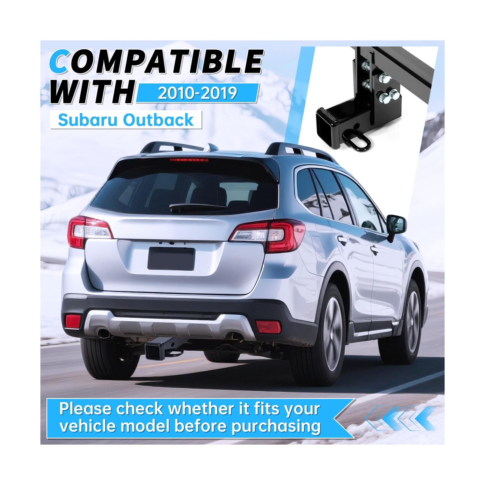 Kojem Class 3 Tow Trailer Hitch Compatible with 2010-2019 Subaru Outback with…