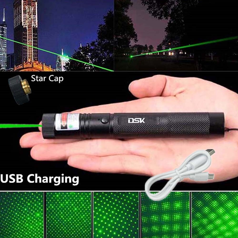 1mw 990Miles Green Laser Pointer Pen USB Rechargeable 532nm Visible Beam Lazer