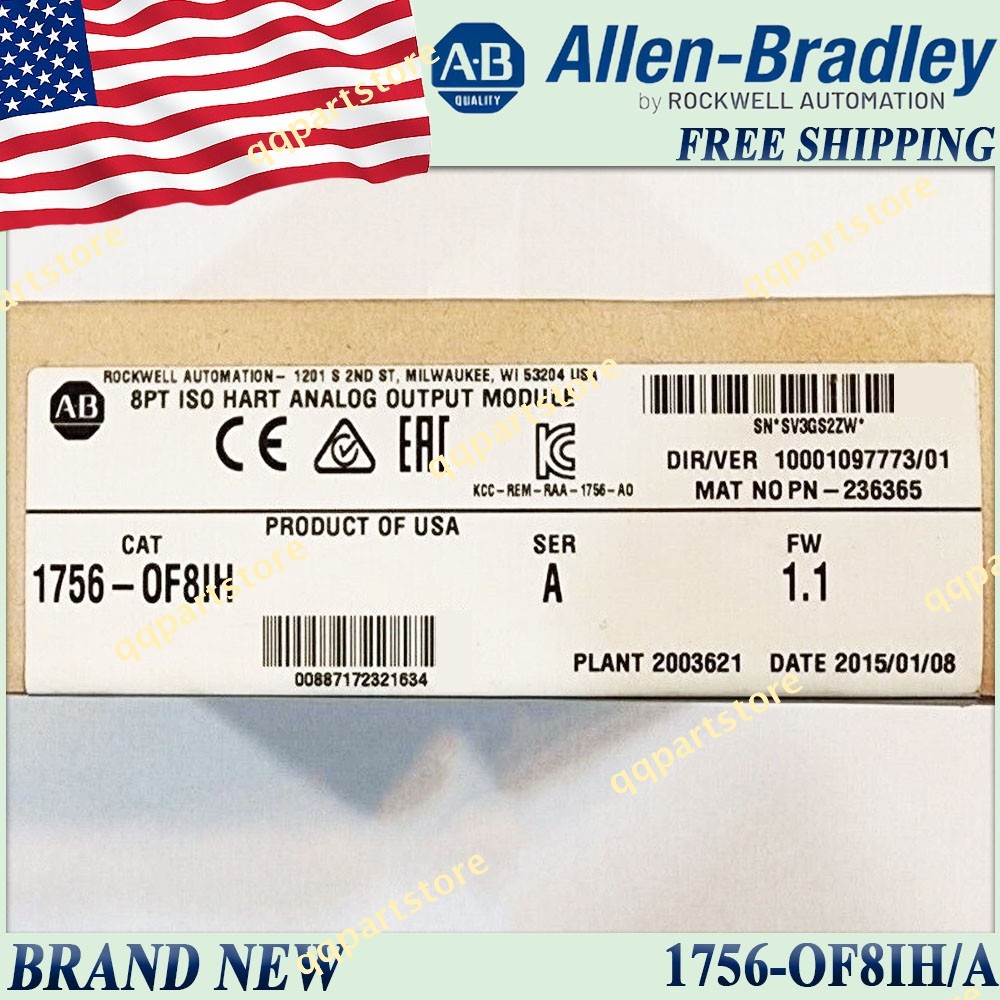 Factory Sealed AB 1756OF8IH ControlLogix 8 Pt A/O HART Isolated AB 1756-OF8IH/A