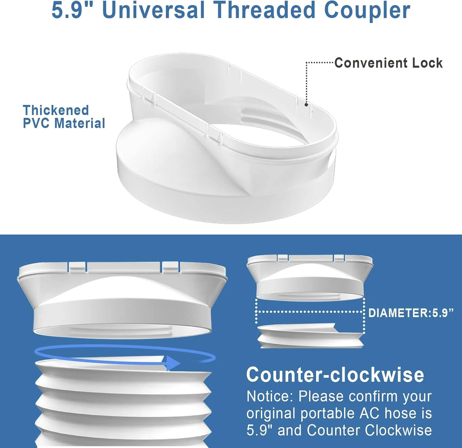 Portable Air Conditioner Window Vent Kit with 80″ Length Hose, Adjustable Window