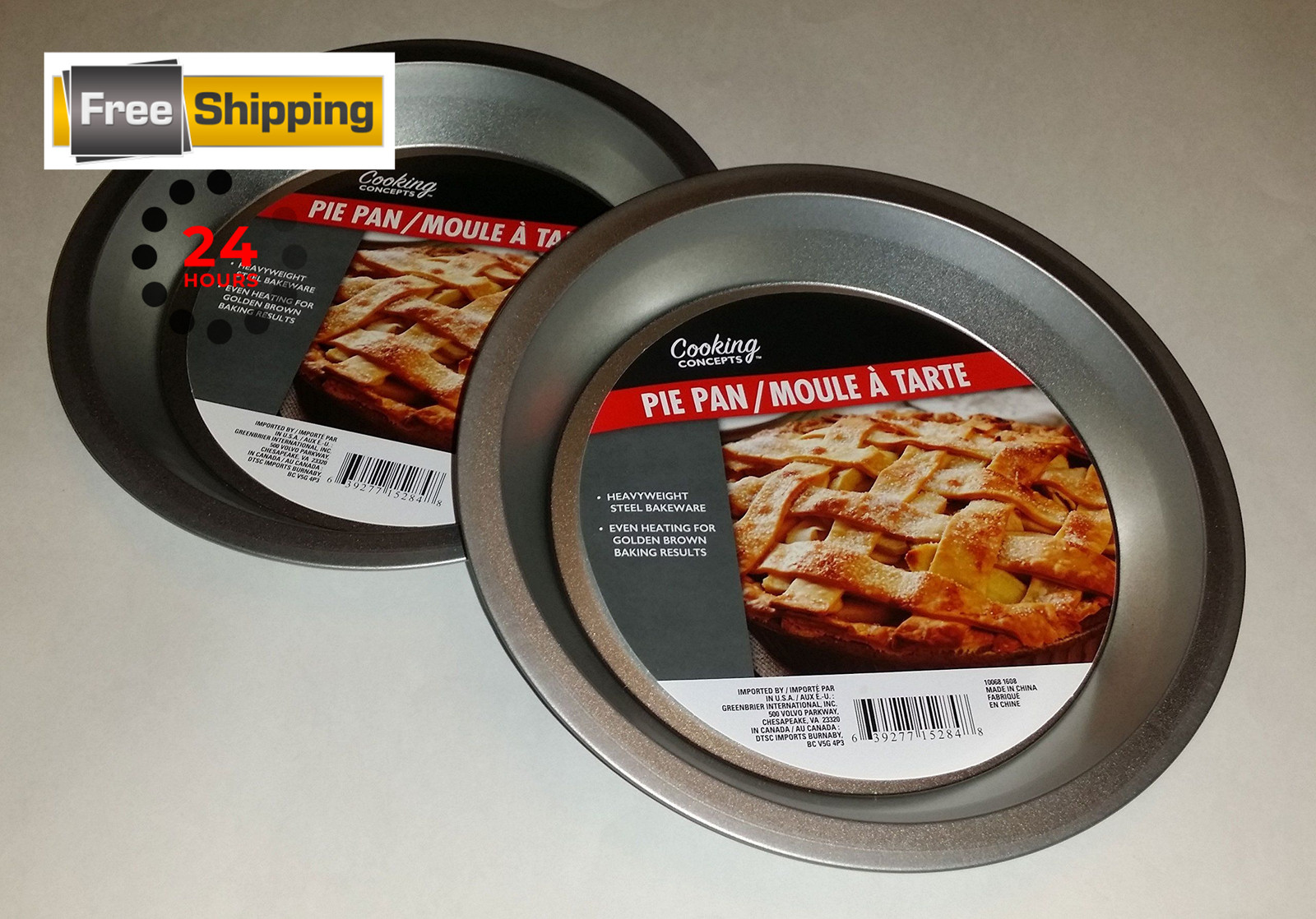 Two 9 inch Pie Pans a Heavy weight steel none stick bakeware 1 Pack, Brown