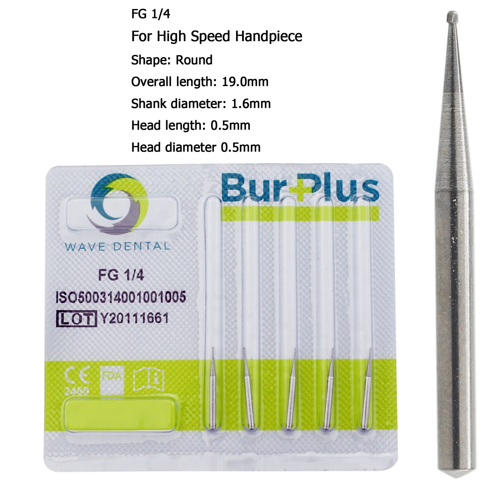 Wave Dental Carbide Burs Round Bur FG 330 1/4 2 6 8 557 High Speed Friction Grip
