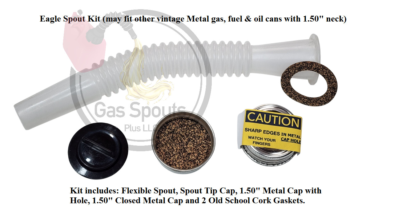 2pk EAGLE Rugged Gas Spout (high flow) w/ Metal Cap 1.50″ +2 Closed Storage caps
