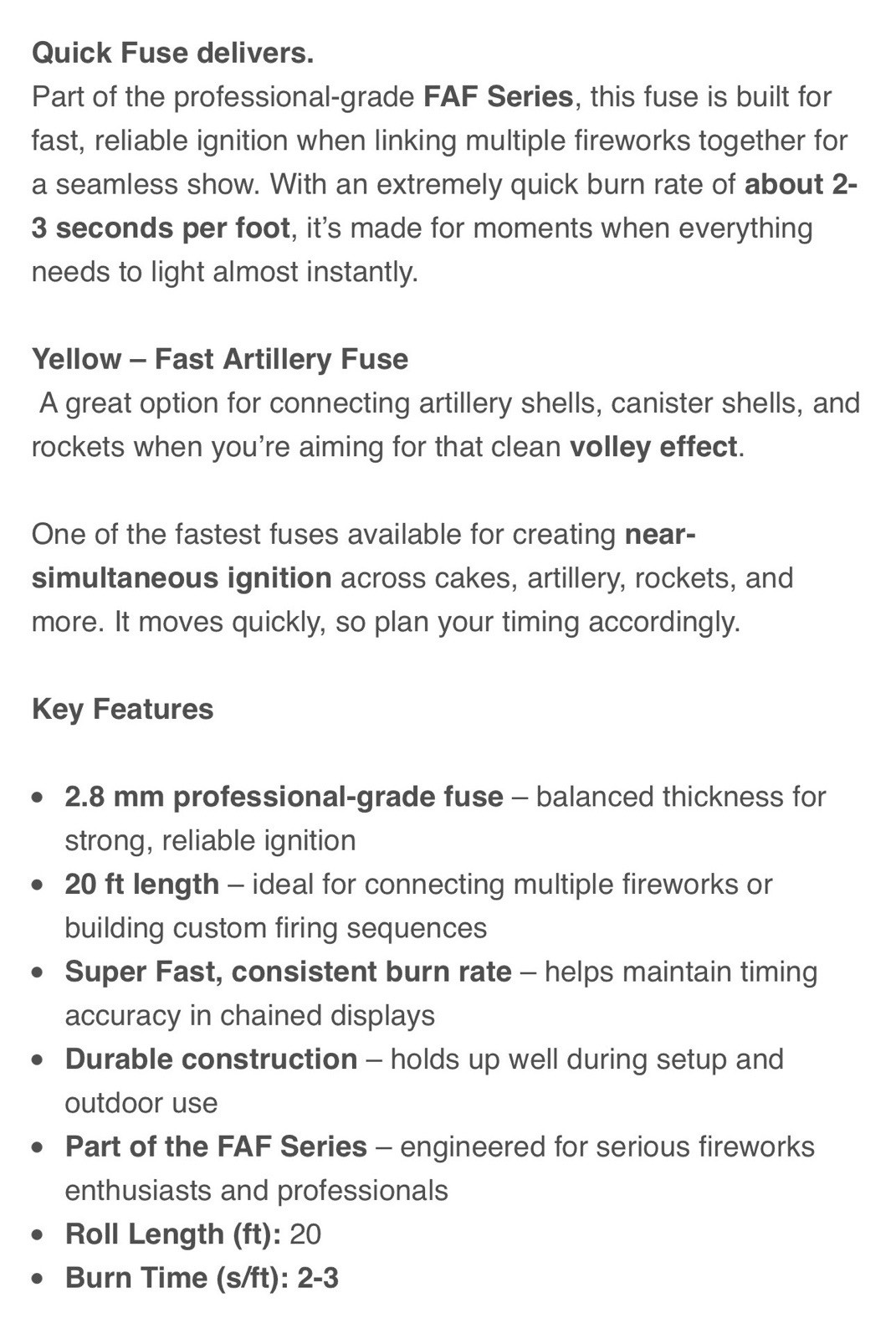 QUICK FUSE 20ft Length