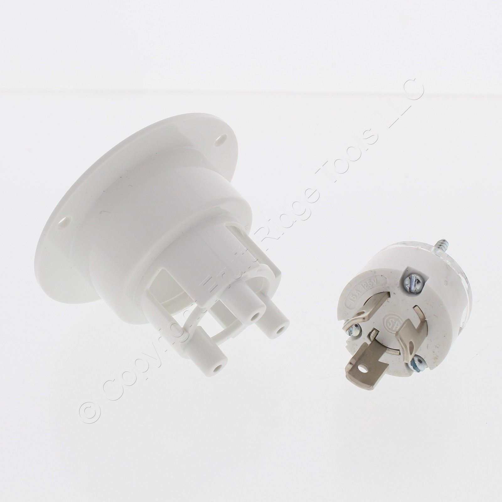 Woodhead 2407MB Safeway Male Flanged Inlet 3P3W 15A 125V 10A 250V Non-NEMA