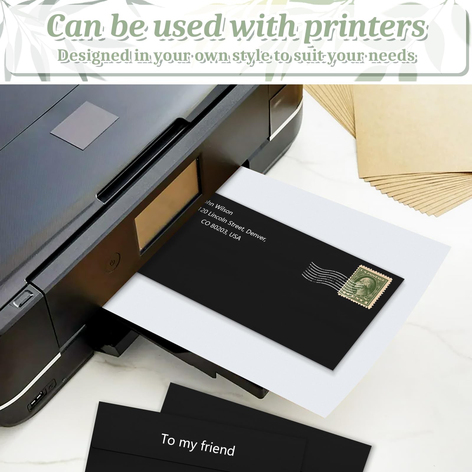 50 Pack #10 Black Business Envelopes 4-1/8×9-1/2 Self Seal Mailing Set