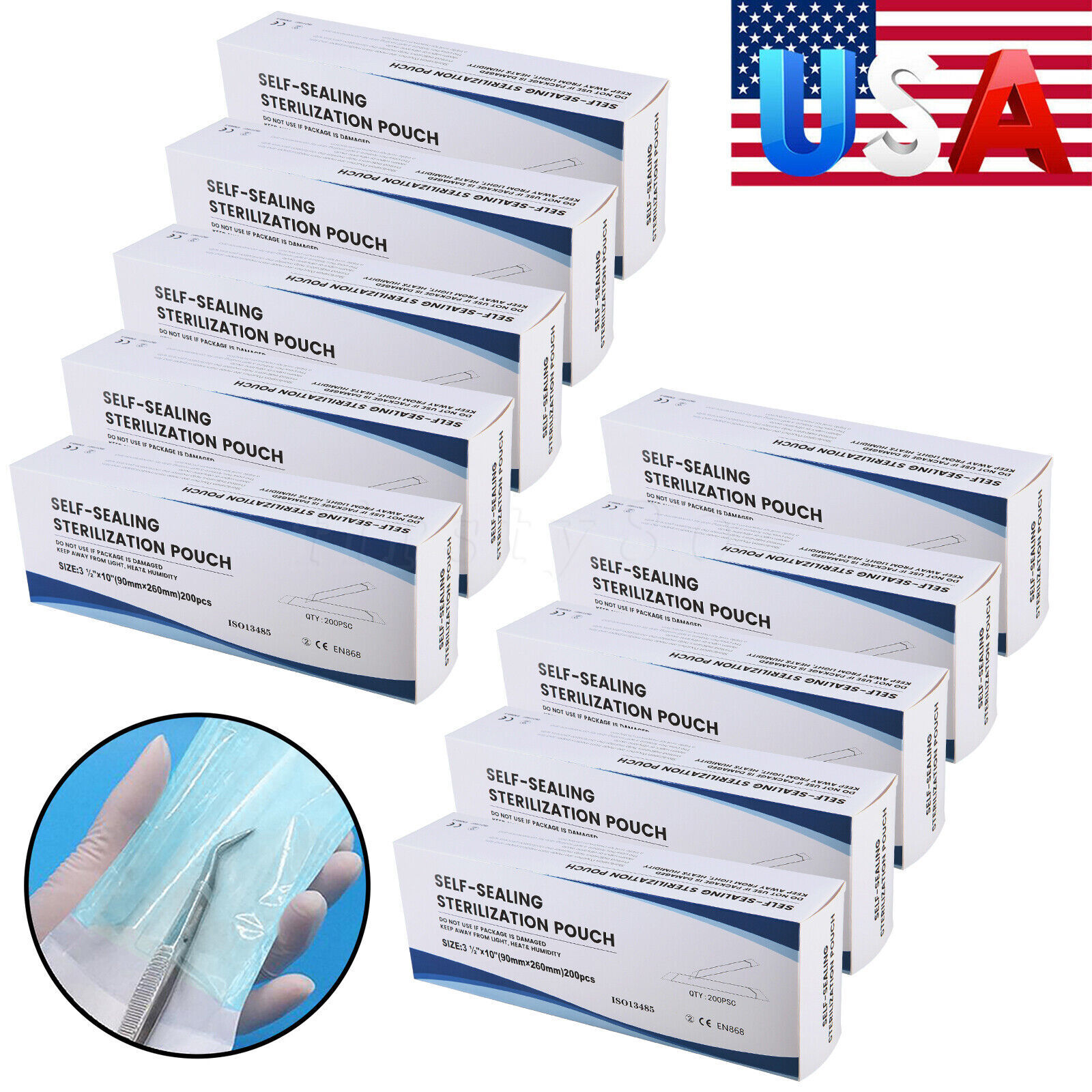 up to 7000 Sterilization Pouches 3.5 ” x 10 ” Dental Medical Self Seal Pouch Bag