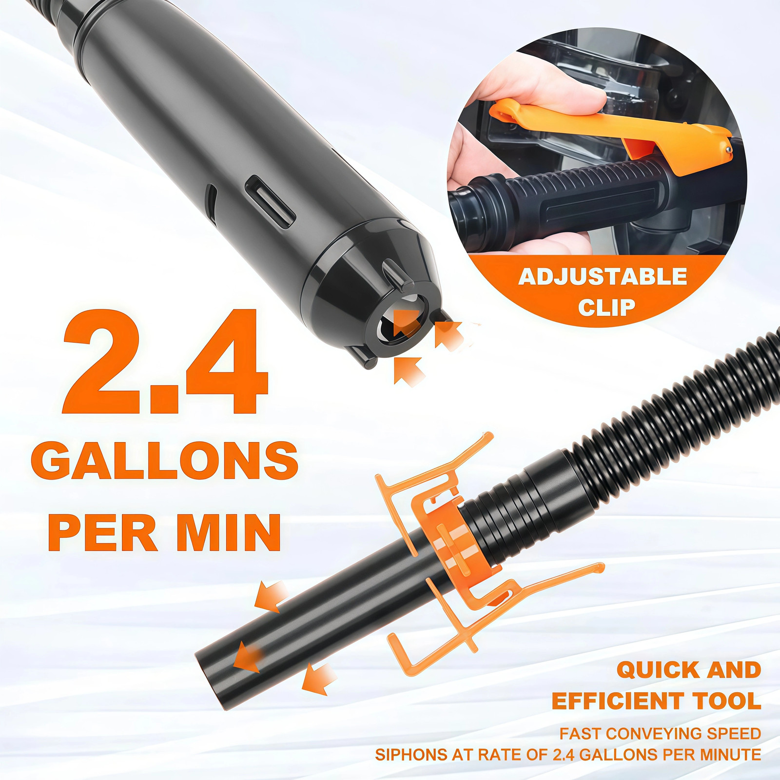 Battery Powered Electric Fuel Transfer Siphon Pump Gas Oil Water Liquid 2.4 GPM