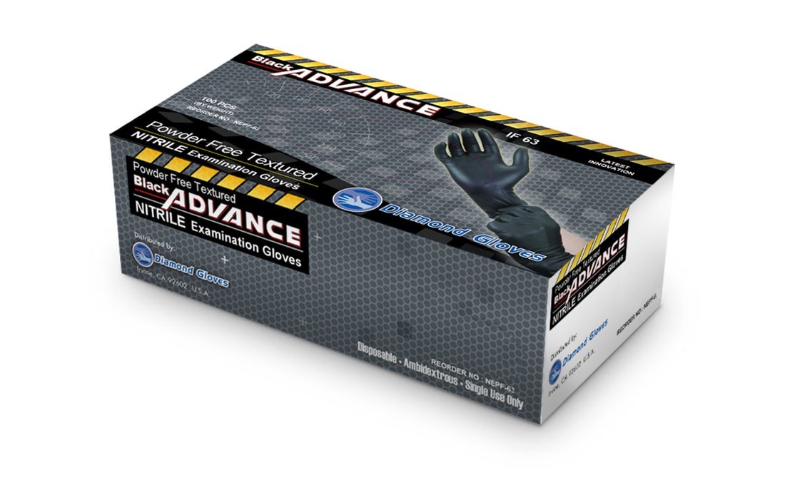 Black Nitrile Exam Gloves 6.5-7.5mil Powder Free Latex Free 100/1000PCS