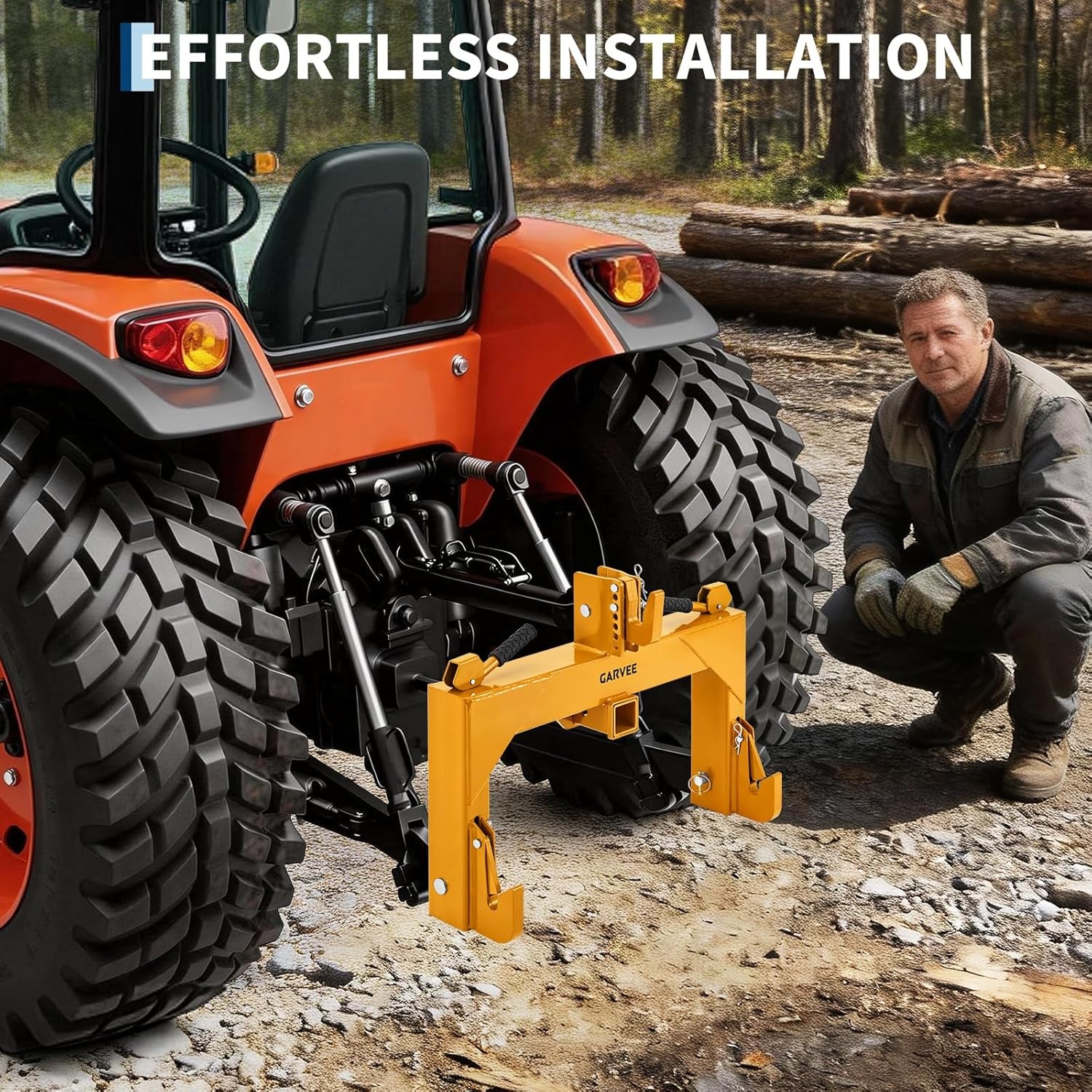 Category 1 3 Point Quick Hitch with 2in Receiver 3000lb Adjustable Tractor Hitch