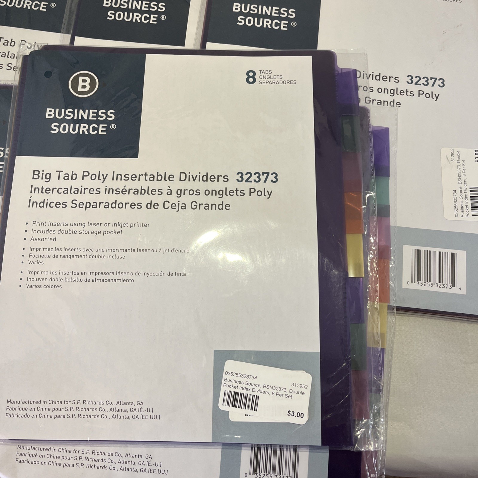Business Source 32373 Pocket Divider 8 X Tab Print-on – 8.50″ 11″ 6 Packs New