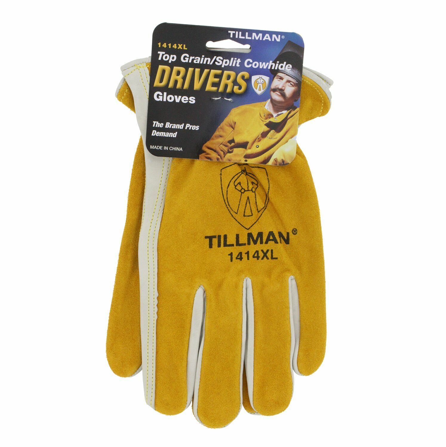2- Tillman 1414 Grain Pearl Cowhide Split Leather Drivers Protective Work Gloves