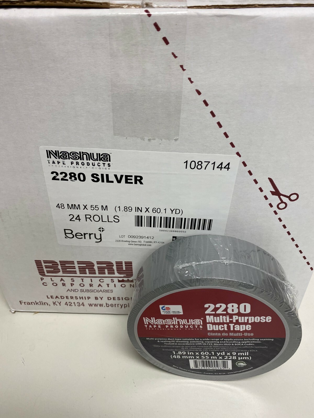 Nashua 2280 Duct Tape 2 in x 60 yd – Silver – 24 Pack