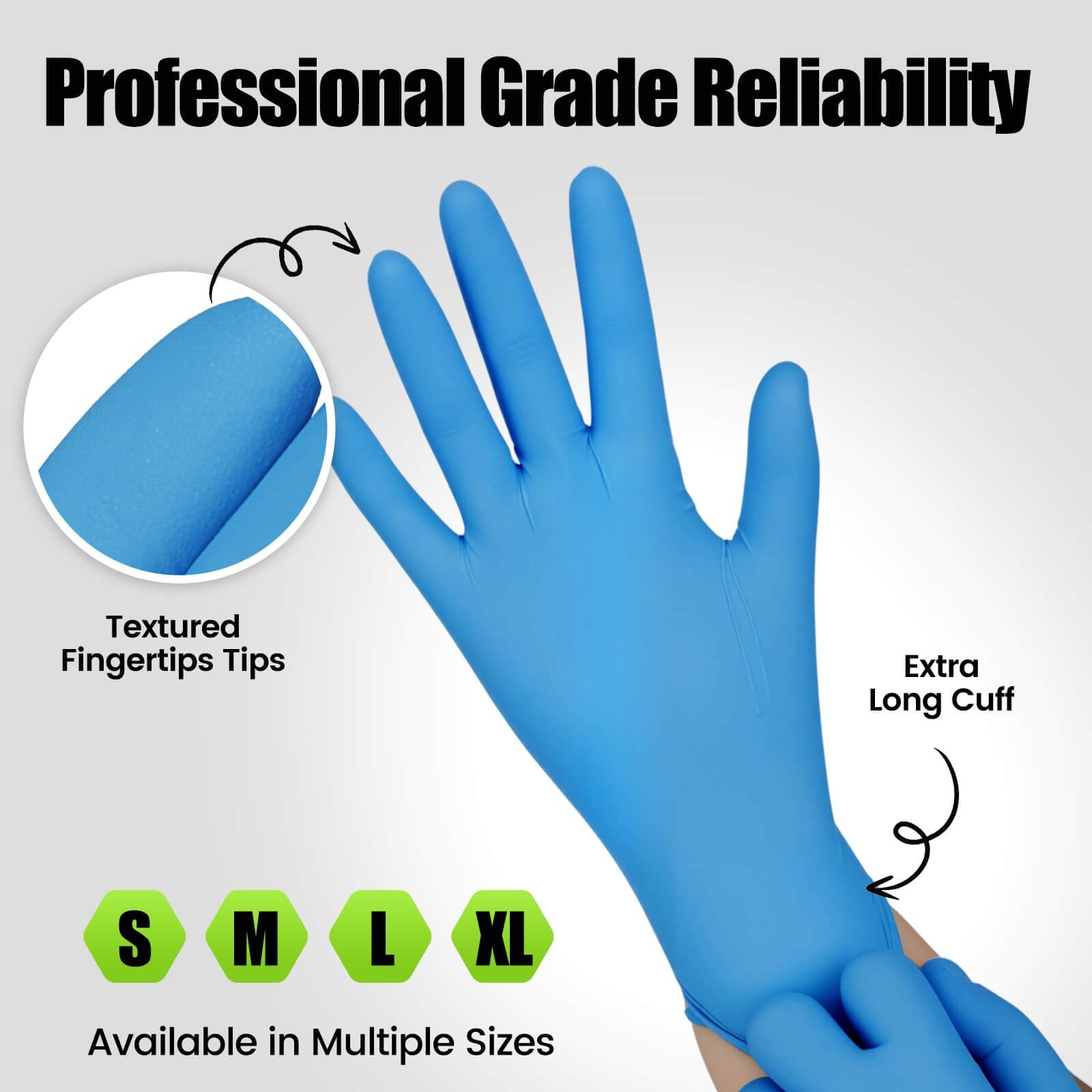 TREEGO Blue Nitrile Gloves 6 Mil, Medical & Exam-Grade Large, 100