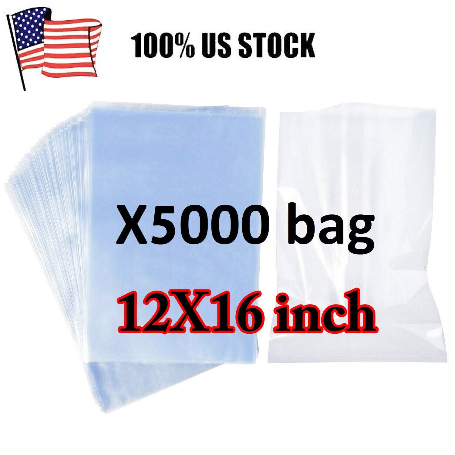 X5000 12″X16″ Clear Heat Shrink Wrap Bags PVC Film Gifts Bottles Candles Packing