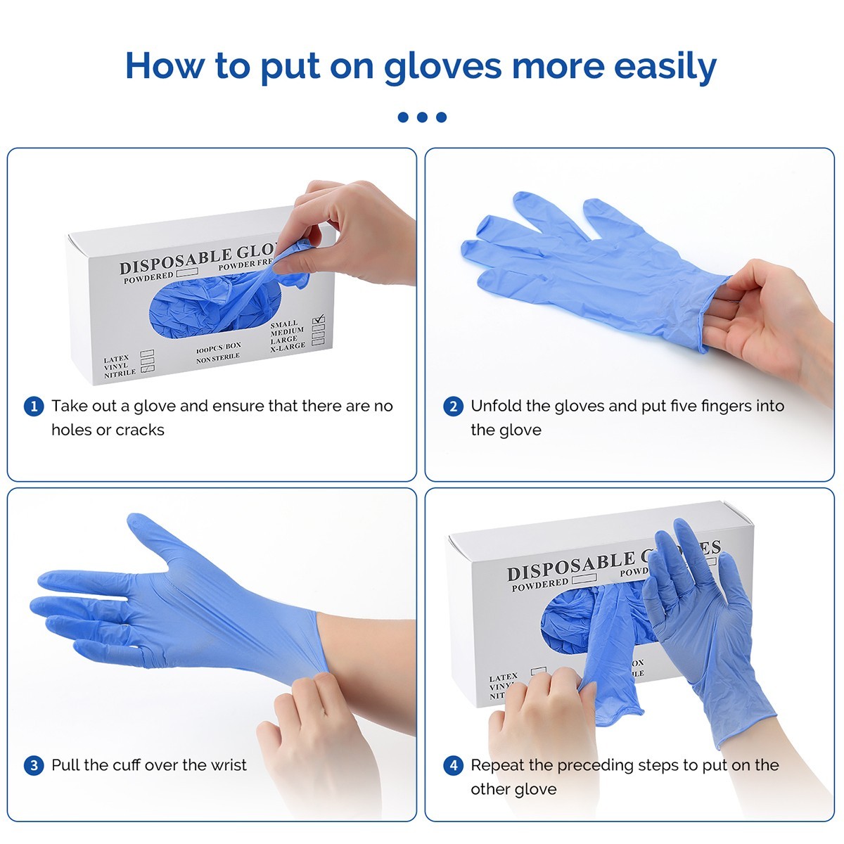 Puncture Resistant Nitrile Gloves Touchscreen Compatible 100pcs Latex Free S-XL