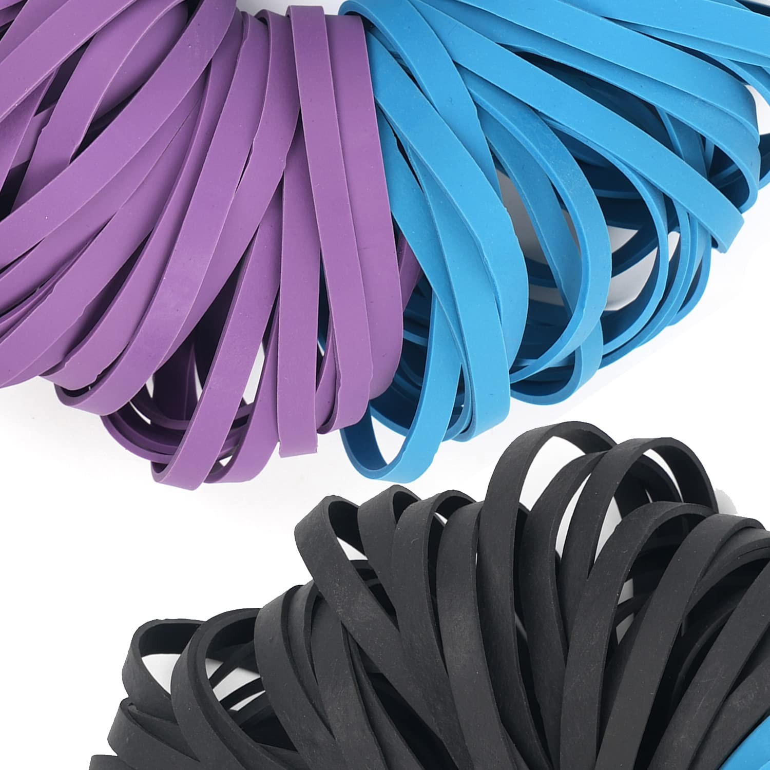 AMUU Rubber Bands Size #64 227G/0.5 Lb Purple Blue Black Rubber Bands for Office