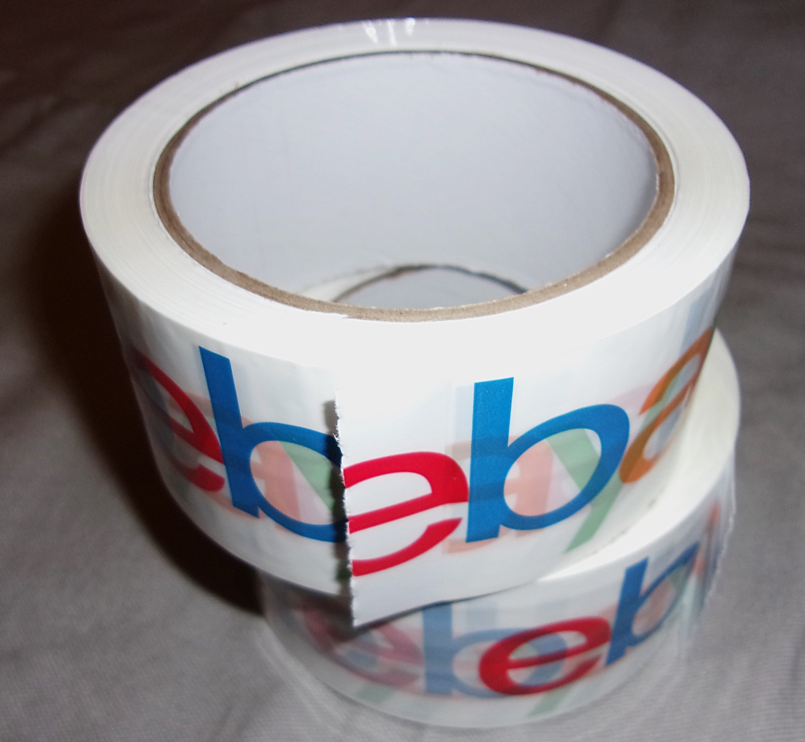 Lot TWO rolls EBAY BRANDED shipping/packing tape COLOR LOGO 2 inches x 75 yards