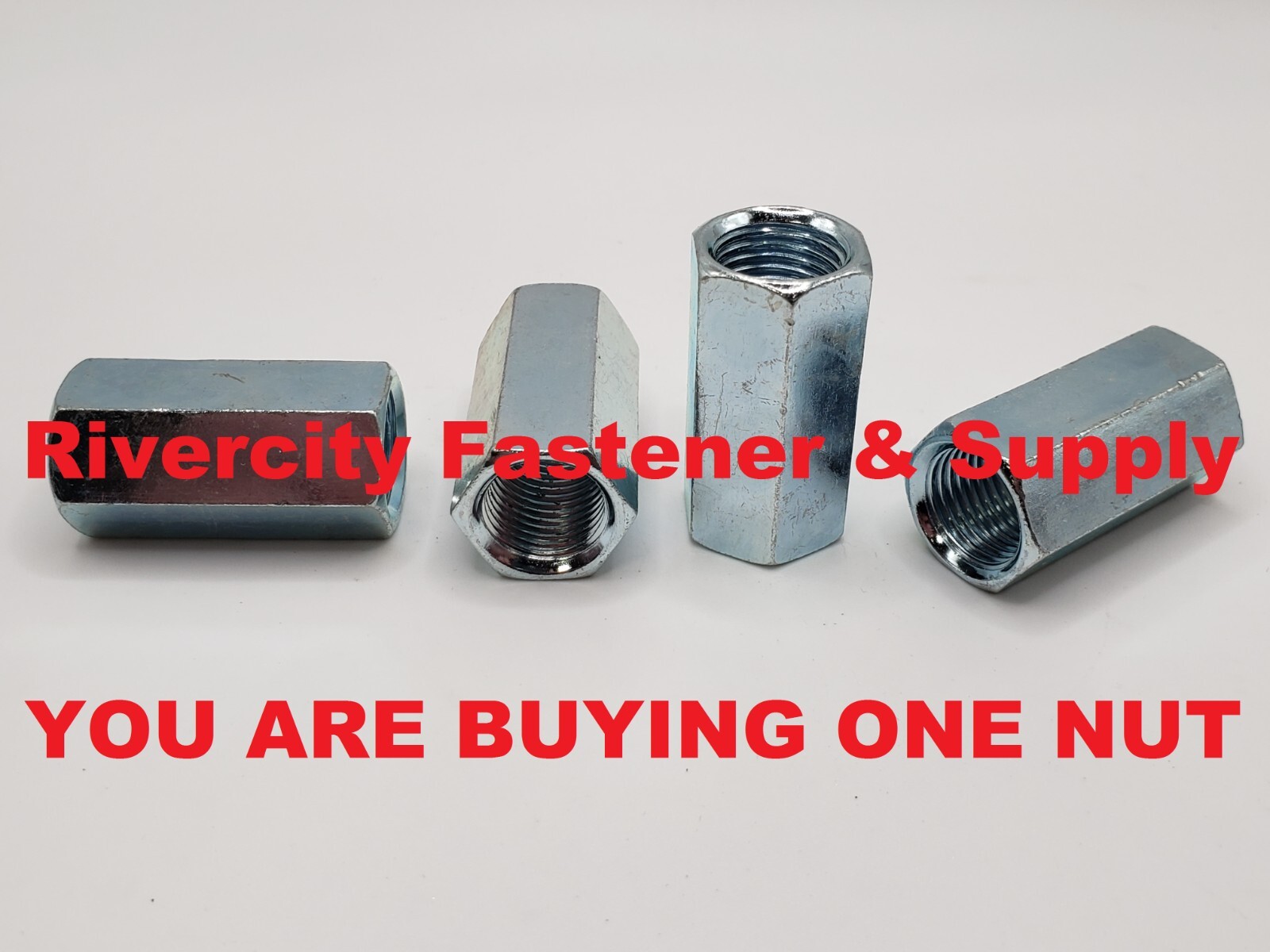 (1) 1/2-20 Coupling Nut 1/2×20 Hi / Tall / Extension Nut Zinc Plated Steel