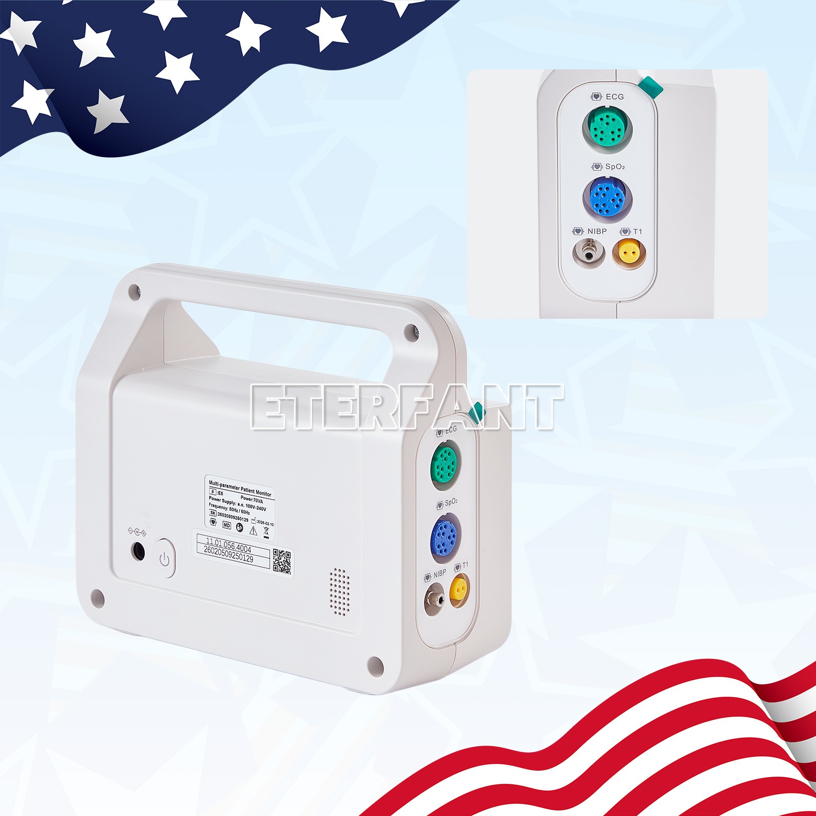 5 inch Touch Screen Multi-parameter Patient Monitor ECG RESP TEMP NIBP SPO2 PR
