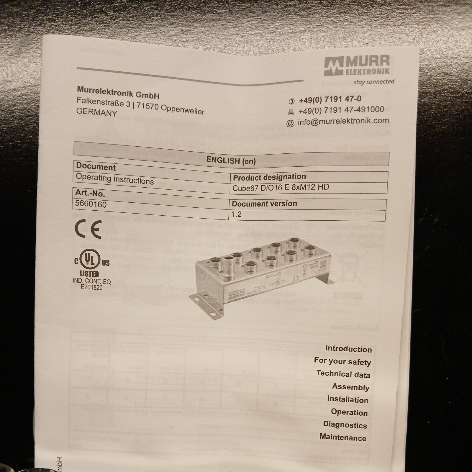 MURR CUBE67 DIO16 E 8xM12 56601