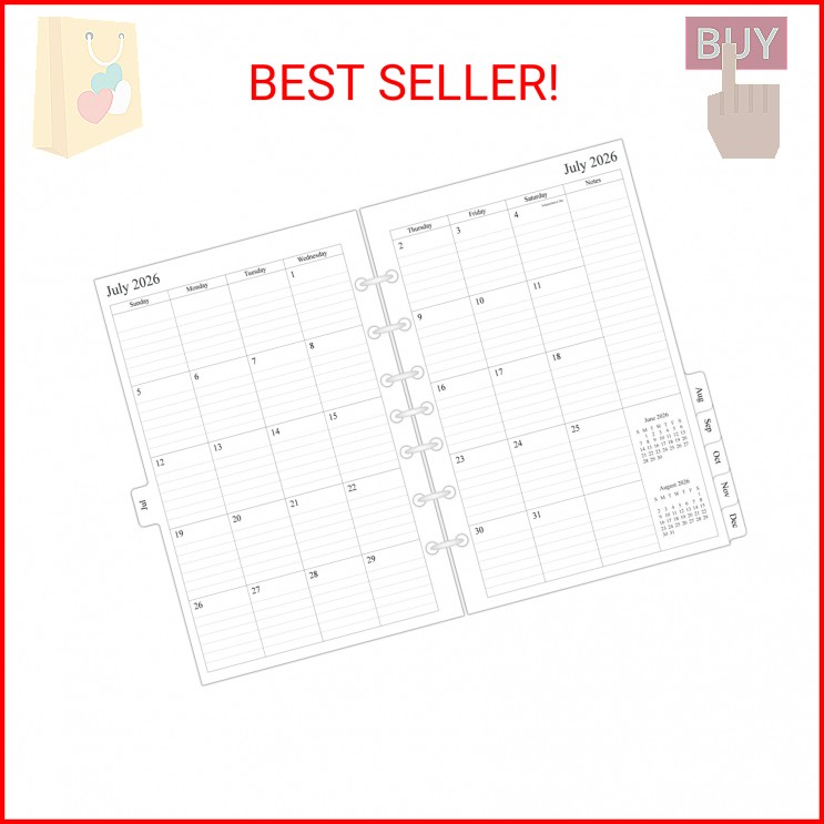 newestor 2026-2027 Monthly Planner Refills 5.5″ x 8.5″ for Mini Binder, 18 Month