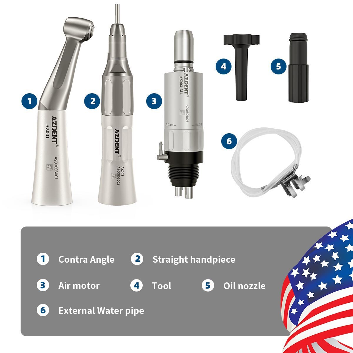 Dental Kit de pieza de mano turbina fibra óptico LED de alta y baja velocidad