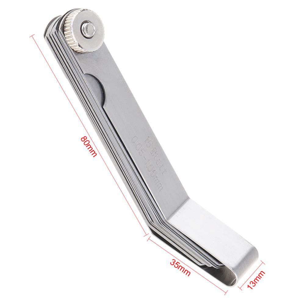 0.05-1mm Thickness Curved Steel Gapped Metric Filler Feeler Gauge 16pcs Blades