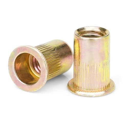 100 Pcs RIVET NUT Flat Head Threaded Insert 1/4-20 UNC Carbon Steel Nutsert SAE
