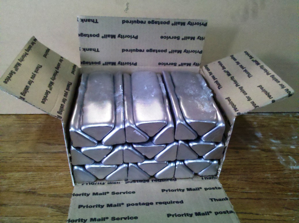 ALUMINUM INGOTS…….. 42+ lbs per box Casting alloy Near 356