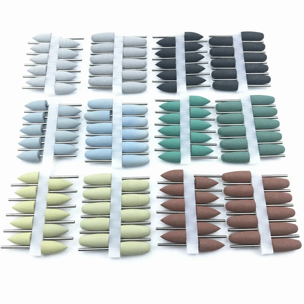 50 Pcs Dental Lab Silicone Rubber Polishers Diamond Polishing Burs Shank 2.35mm