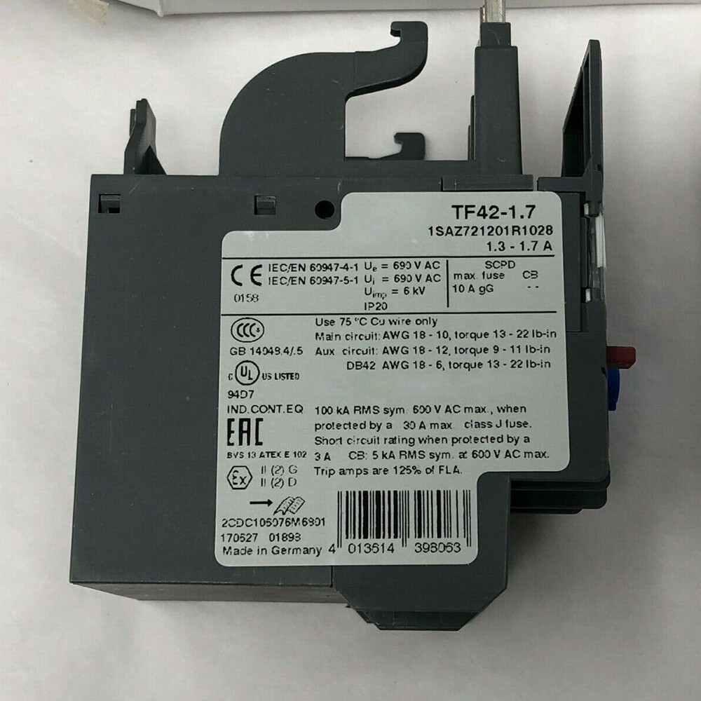 TF42-1.7 1SAZ721201R1028 Thermal Overload Relay for 1.3-1.7A