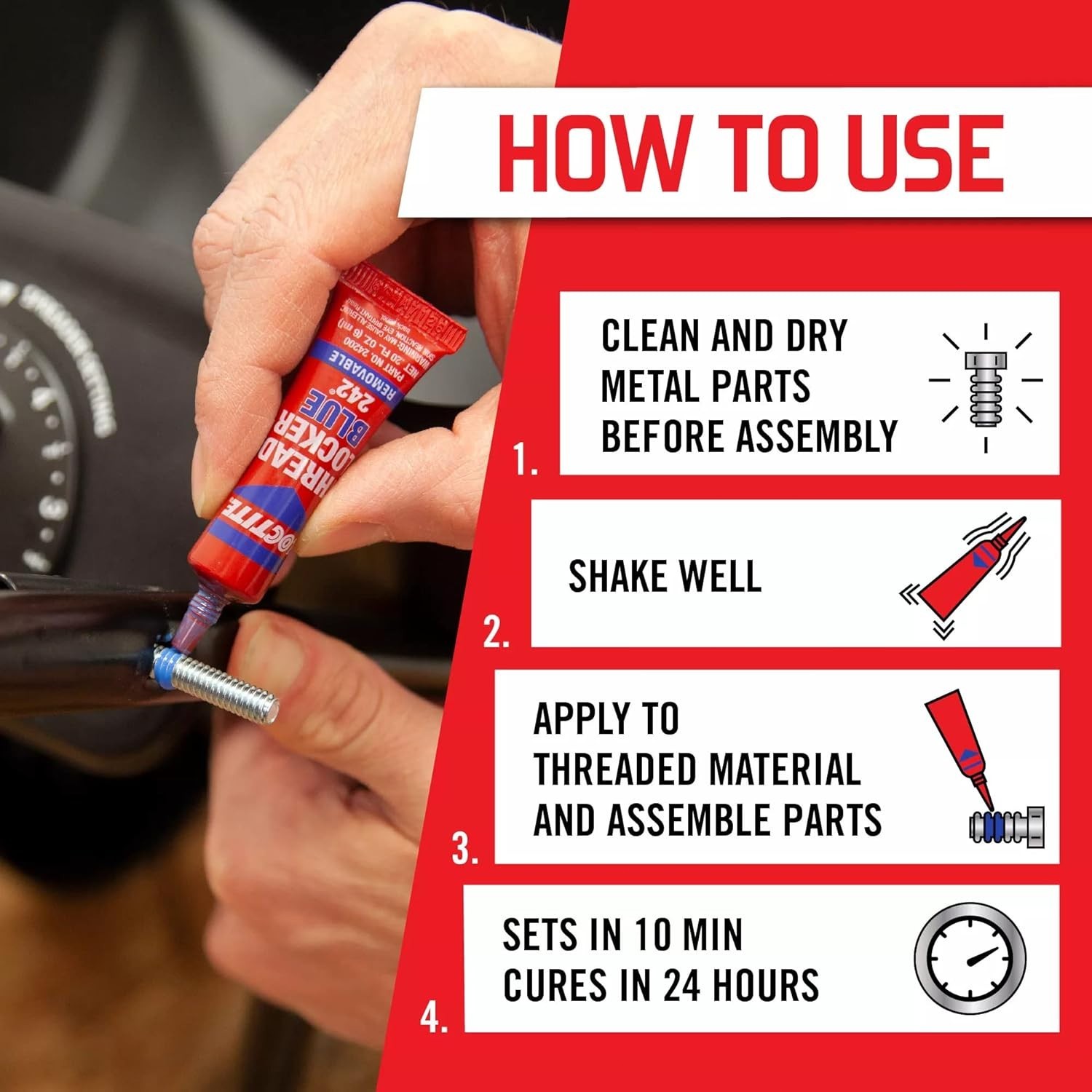 Loctite Threadlocker Blue 242 – Removable Thread Lock Glue for Nuts, 1 Pack