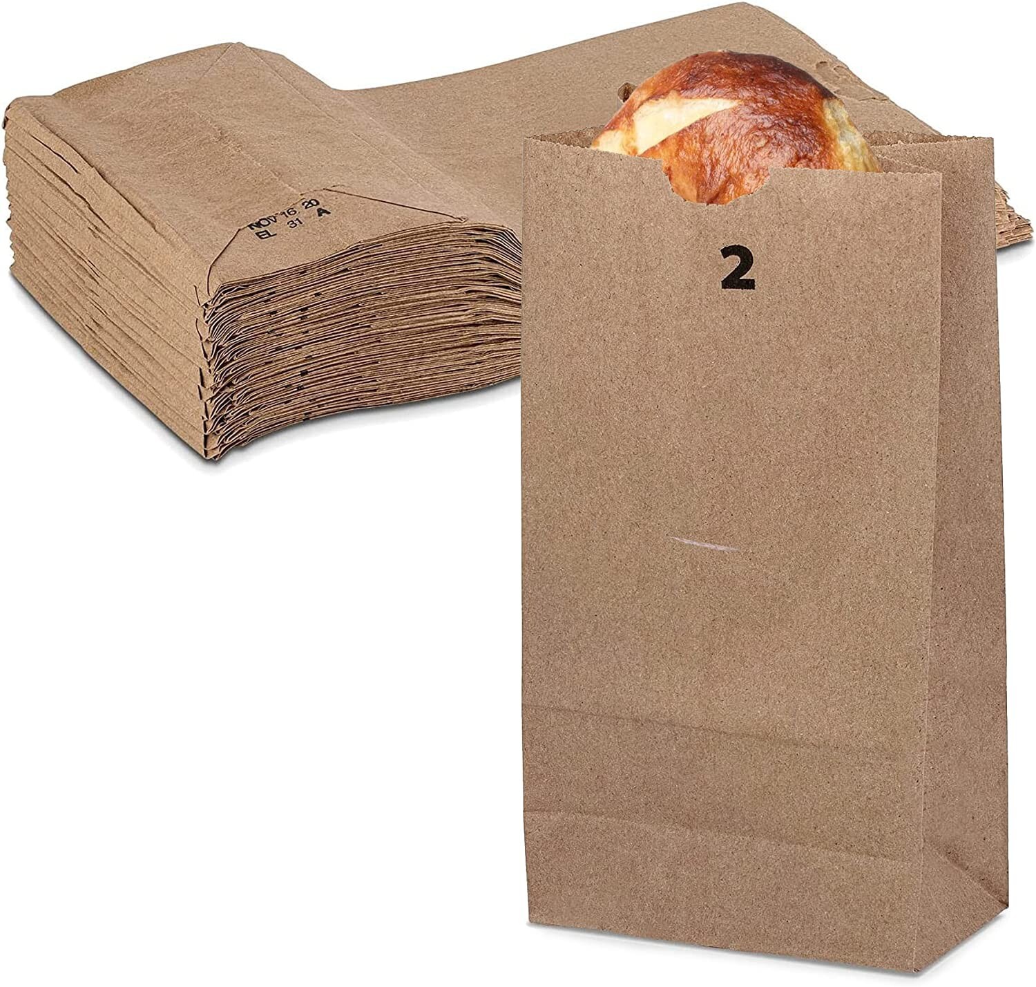 MT Products Extra Small Brown Paper Bags – 2 lb Paper Lunch Bags – Pack of 200